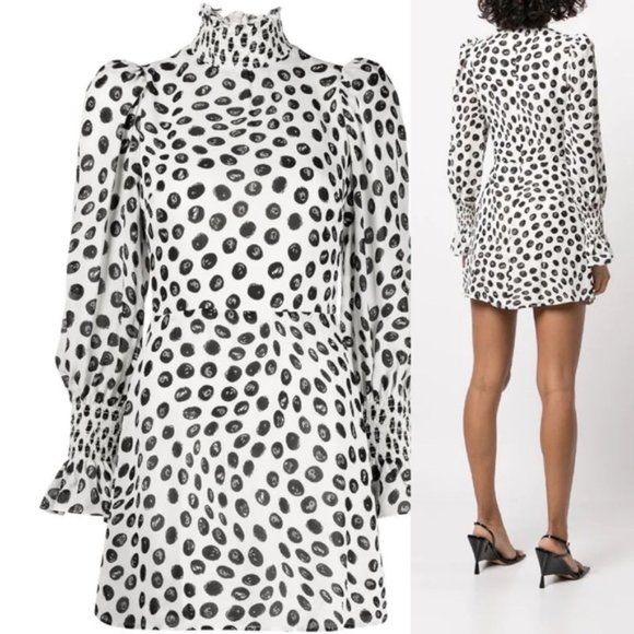 Reformation Black and White Polka Dot Mini Dress - Picture 5 of 11